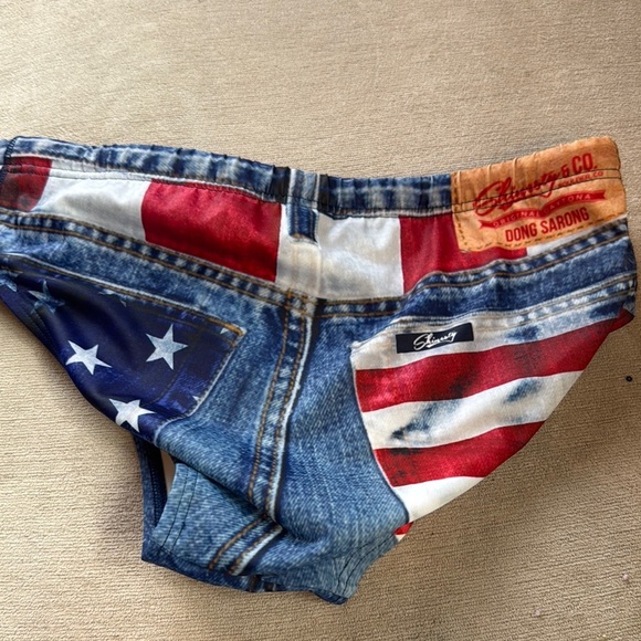 Blue Denim Print Swim Trunks - Picture 9 of 11